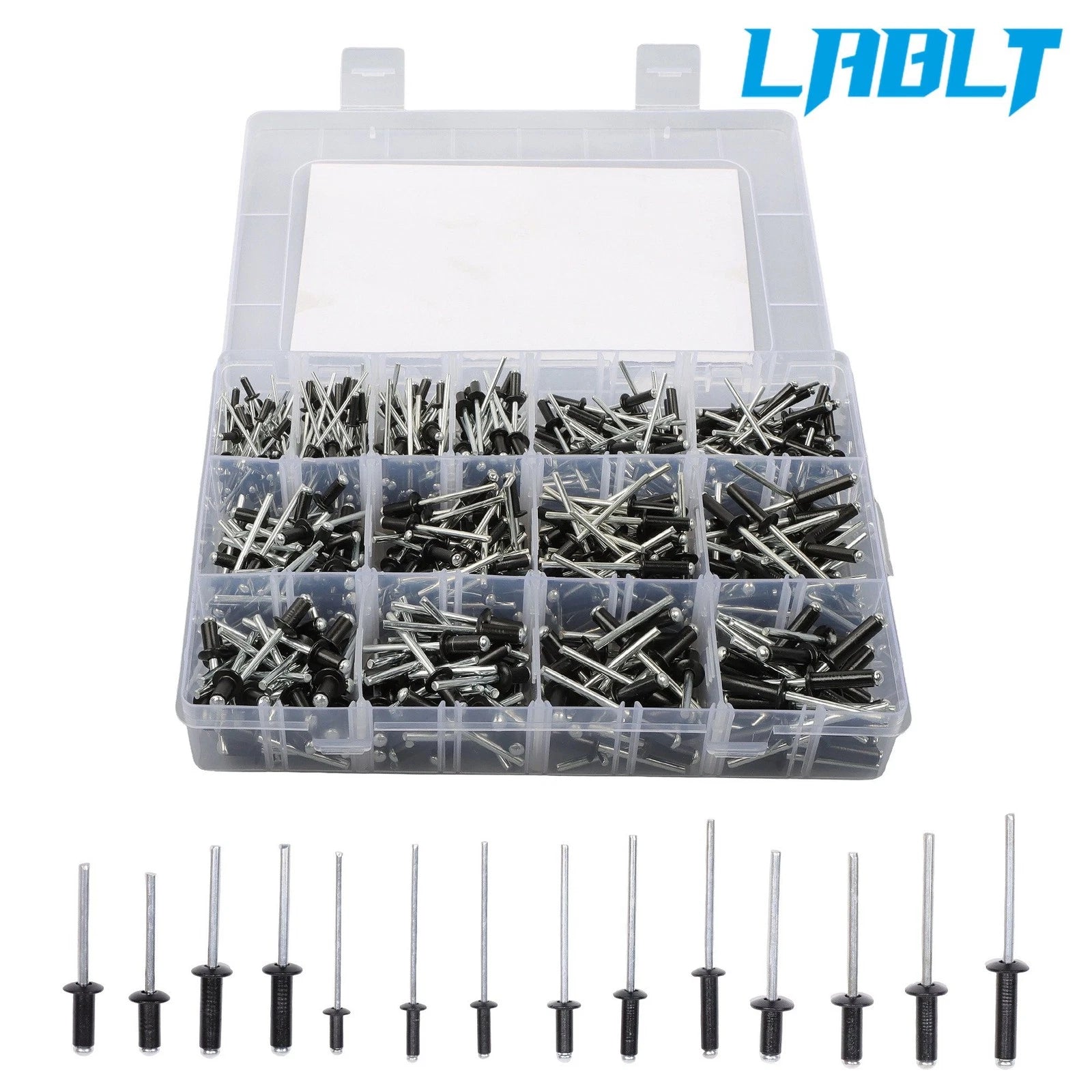500 Pcs Pop Rivets Assortment Kit 3/32" 1/8" 5/32" 3/16"