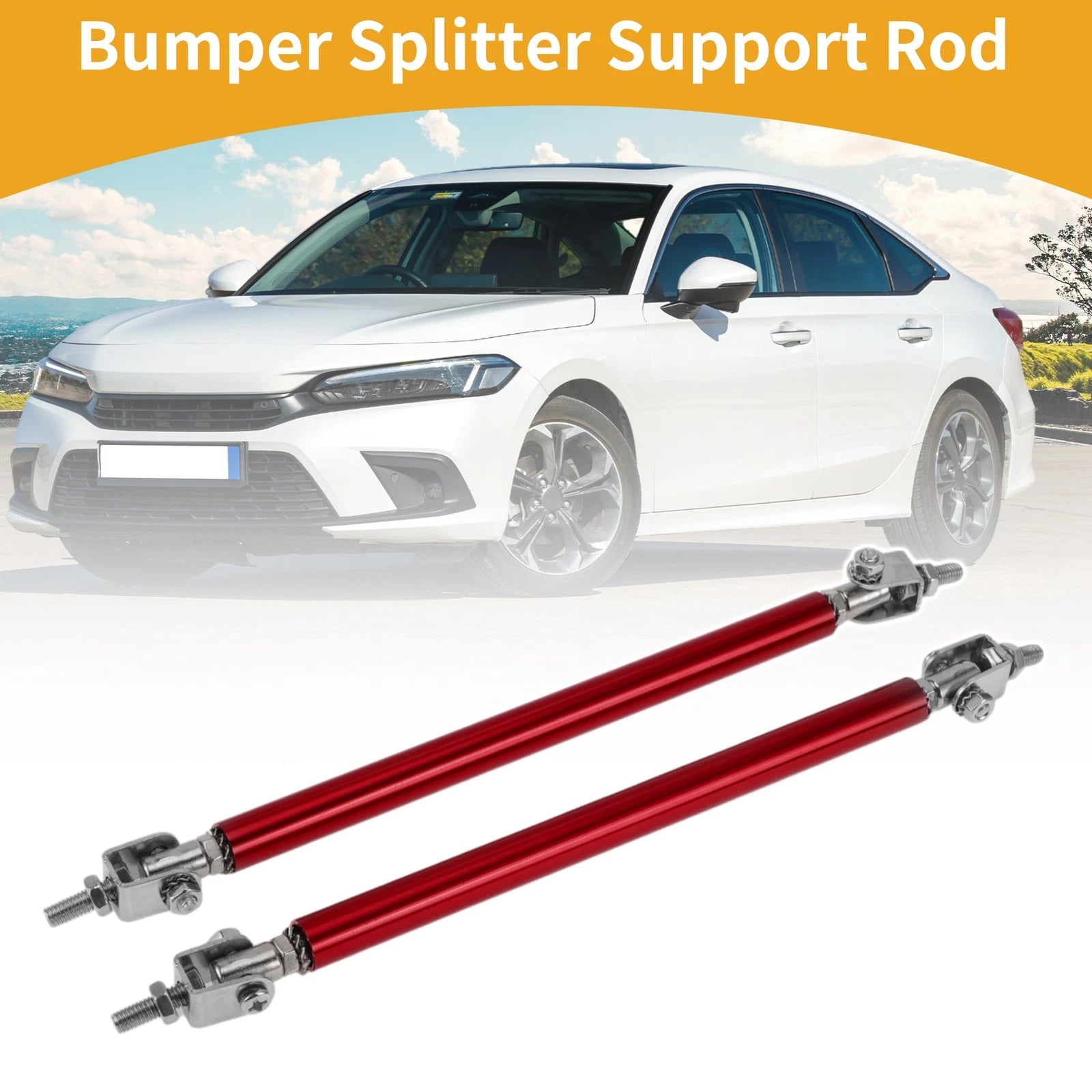 2X Adjustable Front Bumper Lip Splitter Strut Rod Tie for Universal
