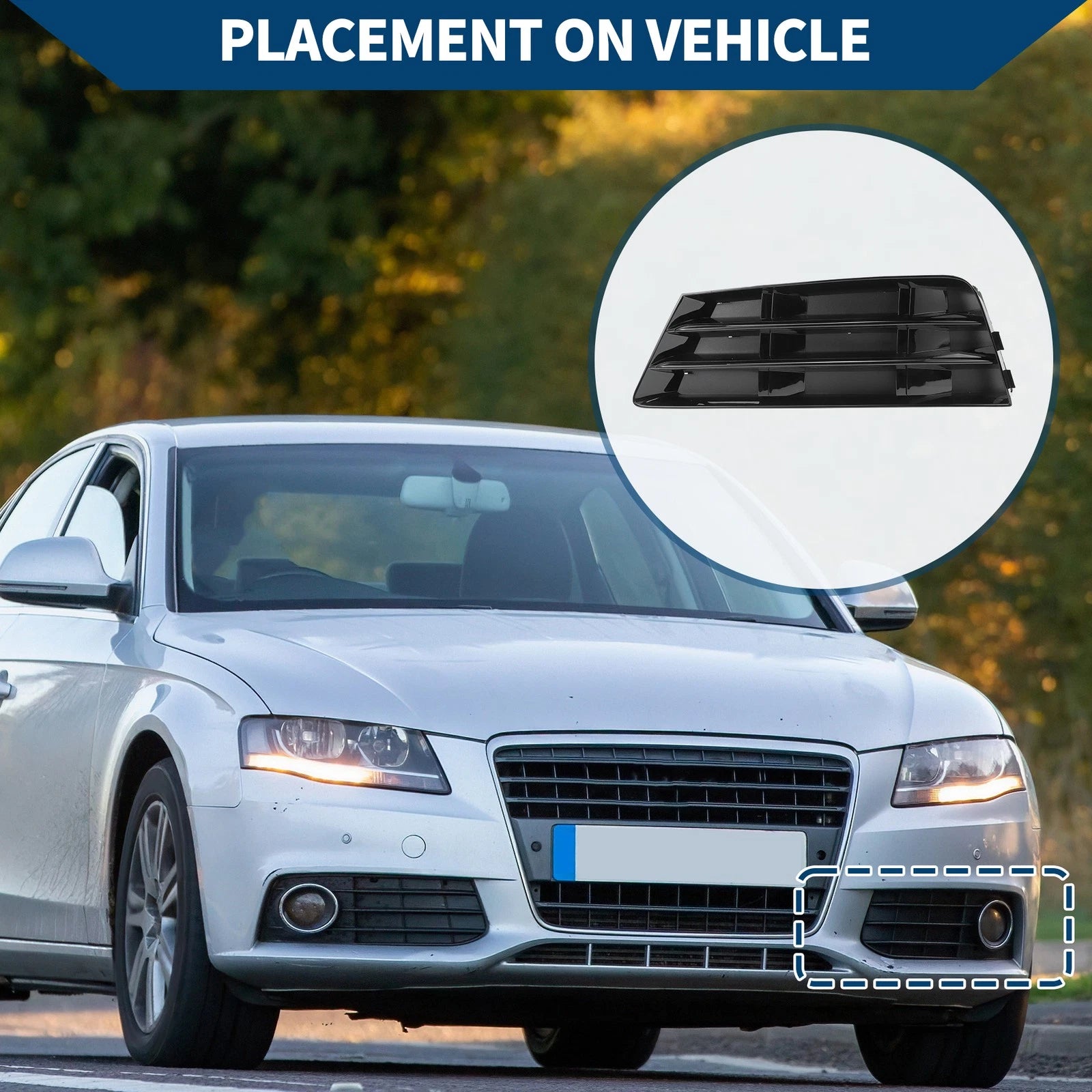 Front Left Fog Light Grill Replacement for Audi A4 B9 (2016–2018)