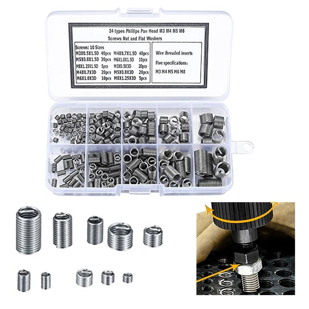 200 Piece Helicoil Thread Repair Kit for Organized Storage