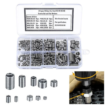 200 Piece Helicoil Thread Repair Kit for Organized Storage
