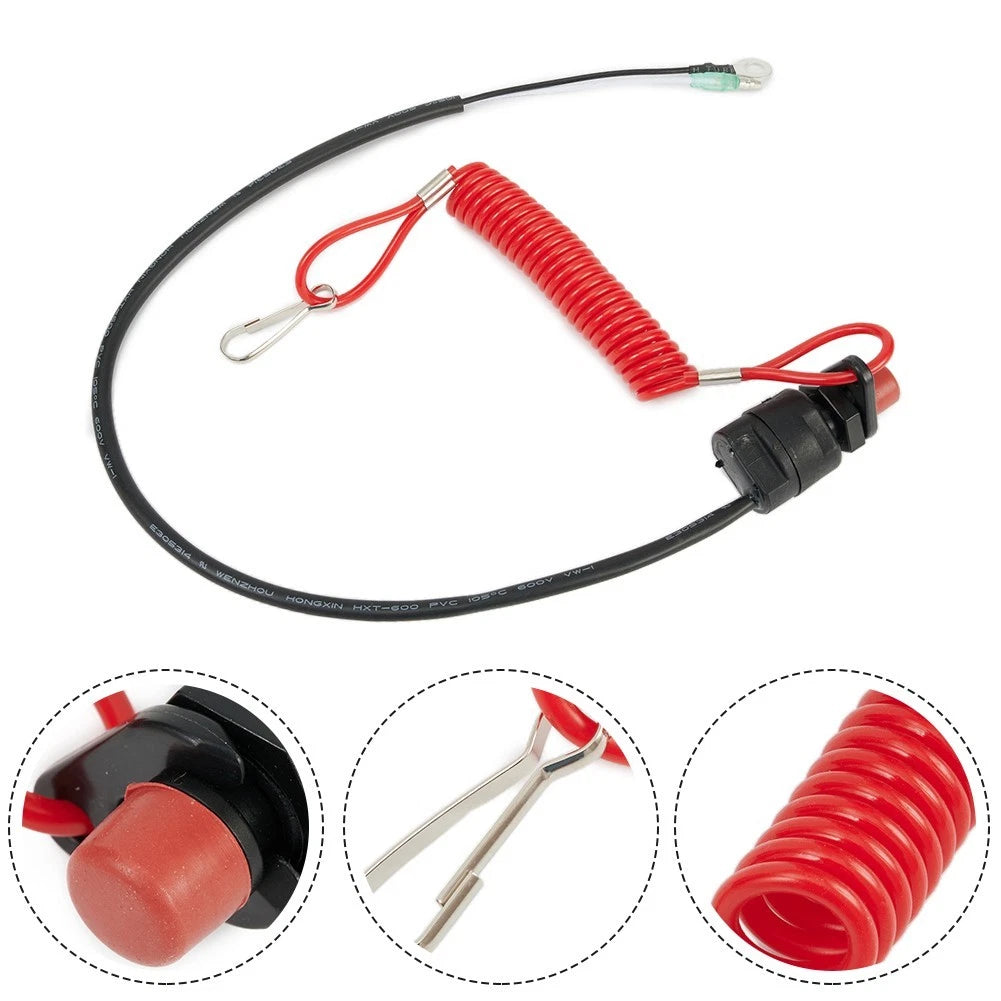 Outboard Engine Kill Stop Switch with Safety Lanyard Clips Replaces 2X