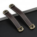 2Pcs Antique Leather Door Pull Handle Cabinet Bookcase Drawer Pull Knob Hardware
