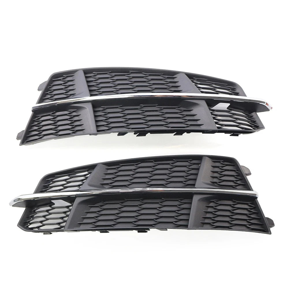 Front Bumper Lower Side Grille for Audi A6 C7 SLine (2014–2018) Black Chrome Pair