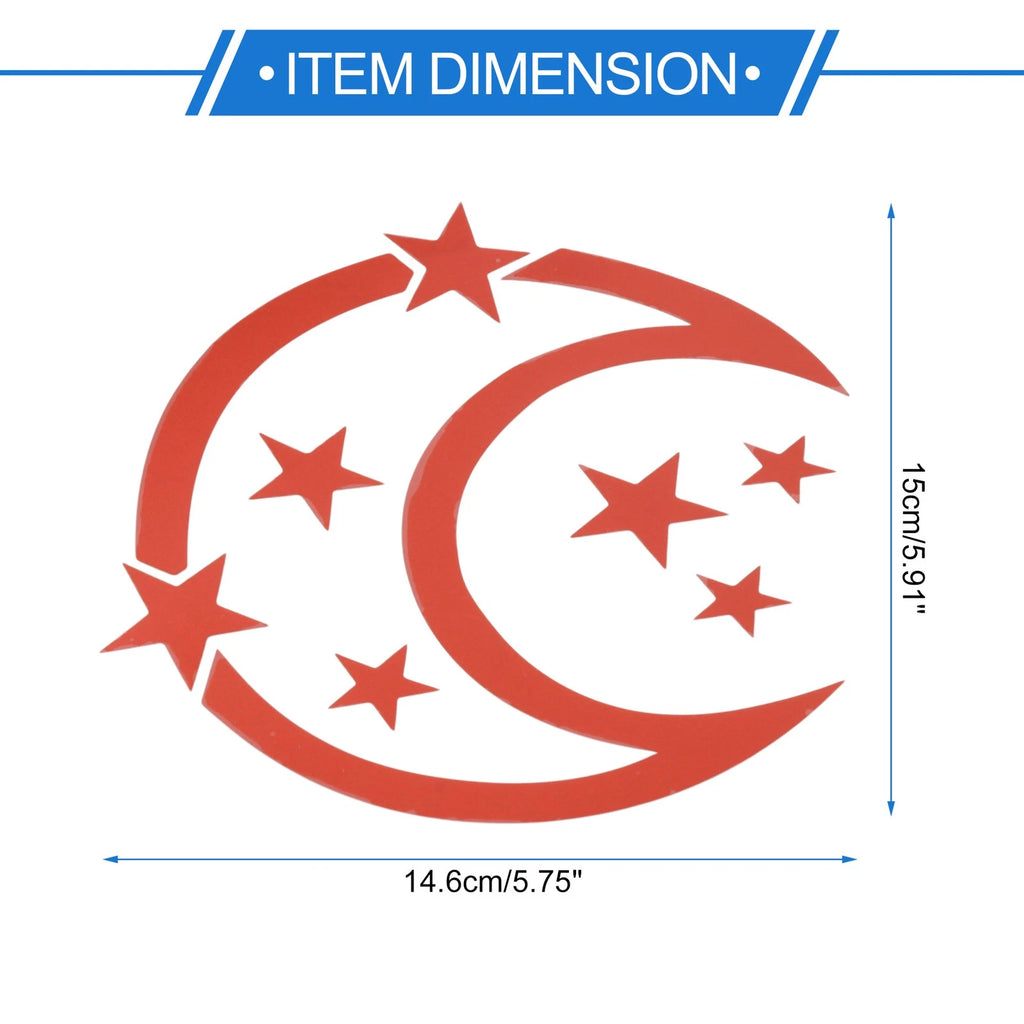 Reflective Bumper Decal for - Red Moon & Stars