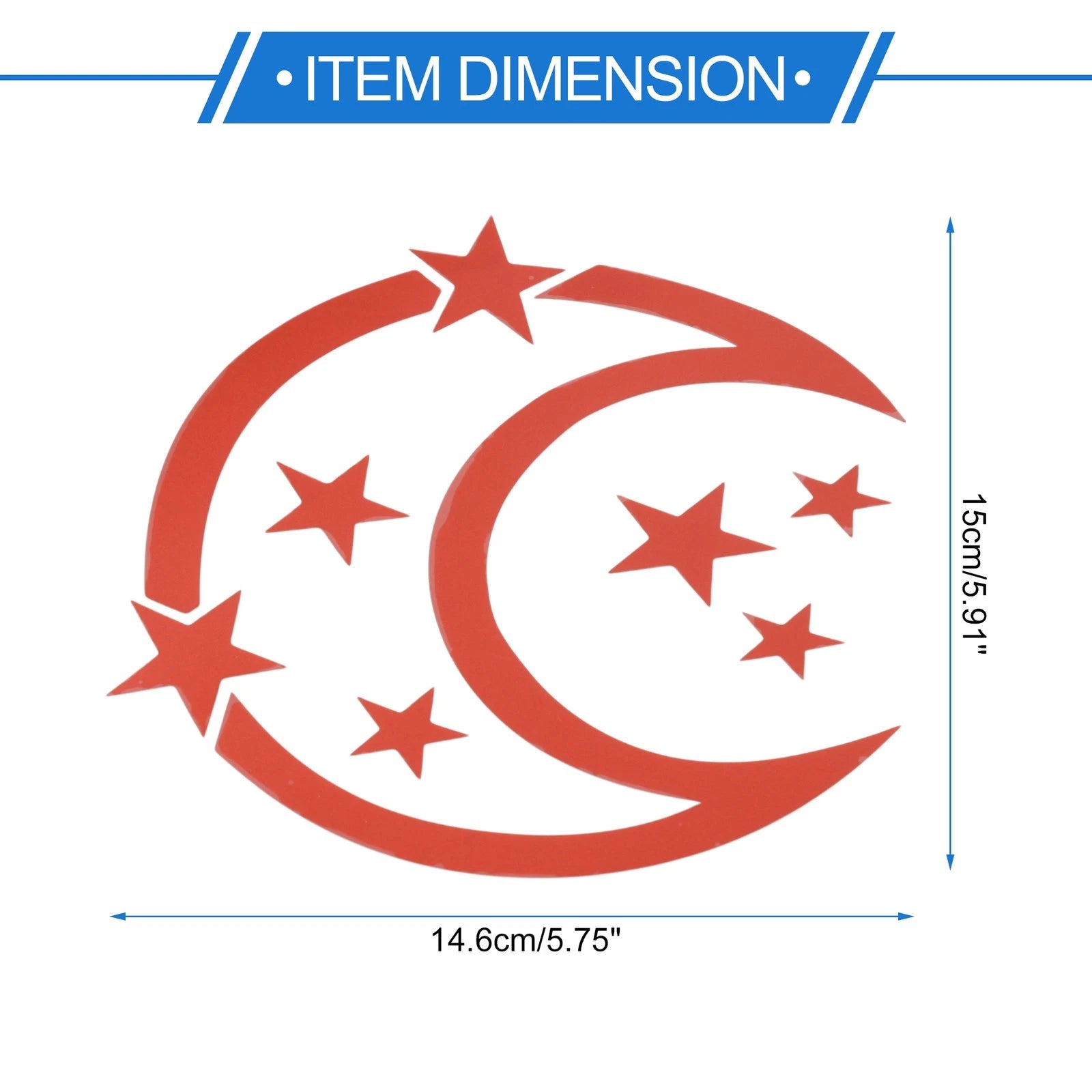 Reflective Bumper Decal for - Red Moon & Stars