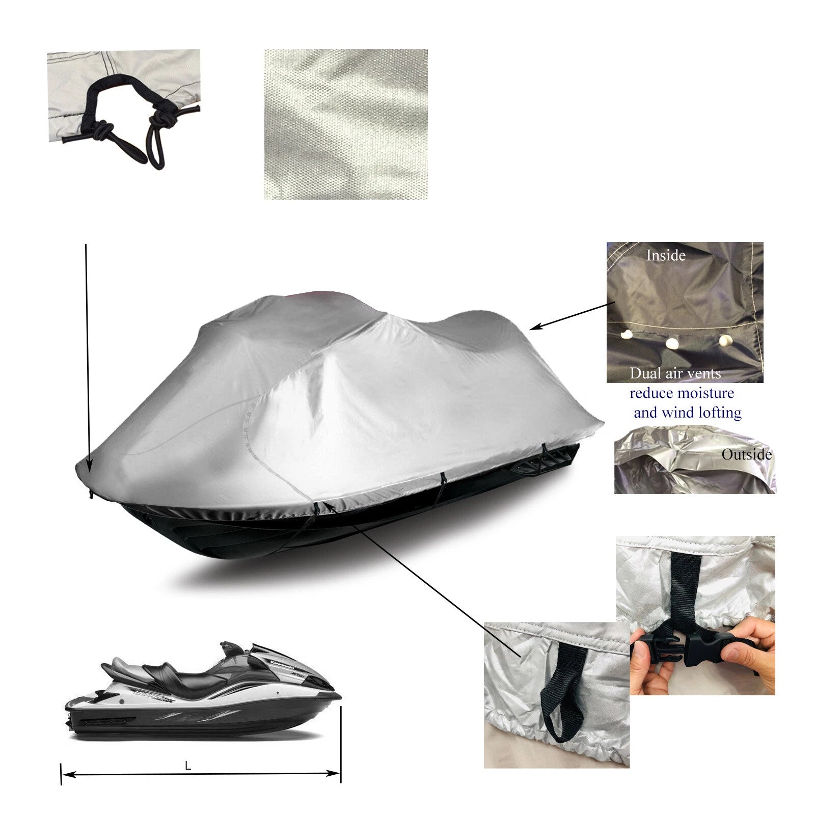 Storage Cover for Sea Doo Jet Ski Spark 3Up 900 Ace (2014–2023) Heavy Duty Waterproof