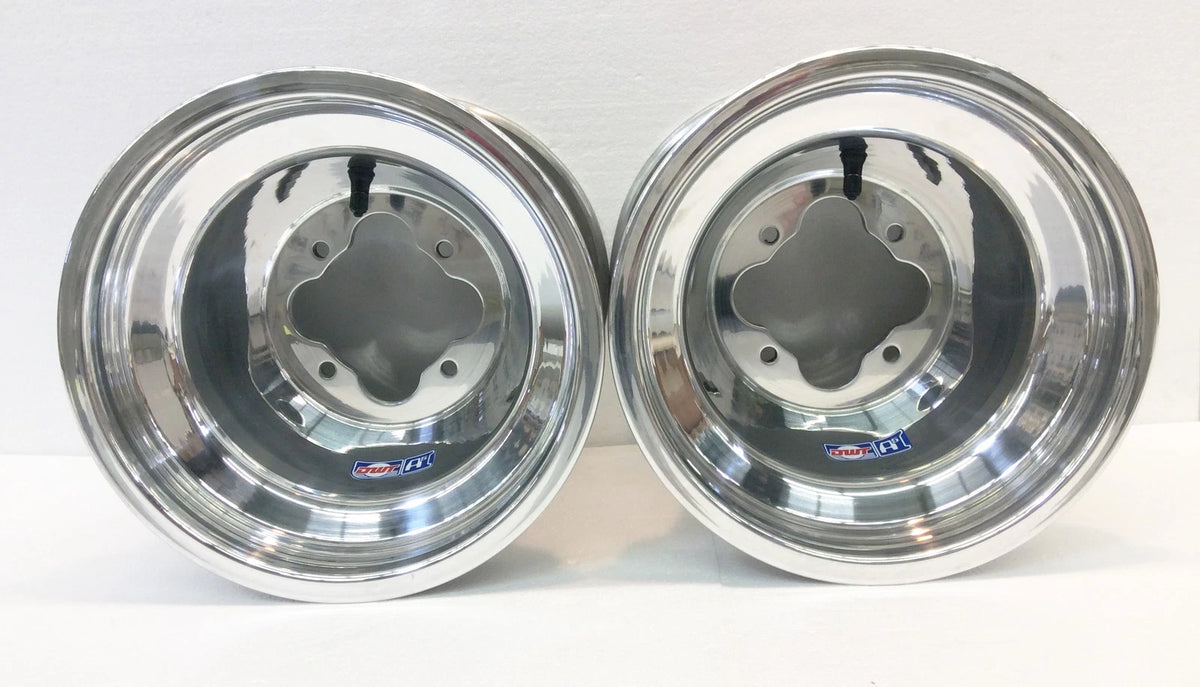 2X DWT Polished A5 Rolled Lip ATV Rear Wheels for Honda TRX 250R 450R (10")