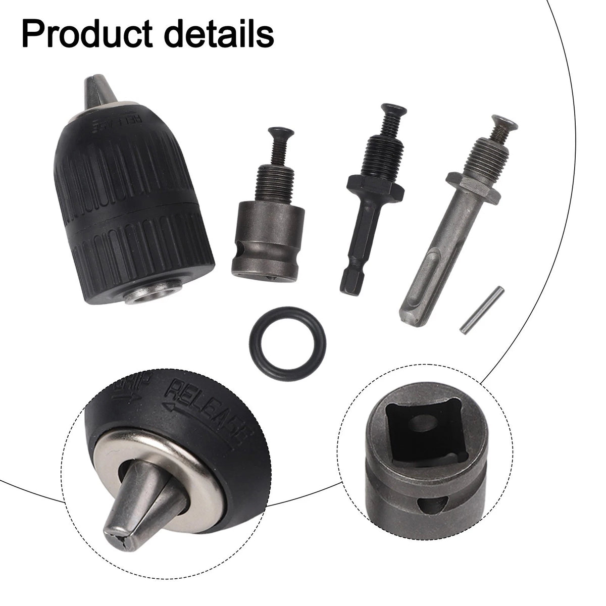 Keyless Chuck Adapter Set for Universal Use (Drill Chuck)