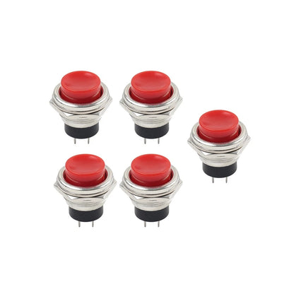 5pcs 16mm Red Round Cap Push Button Switch AC 125V 3A for Universal