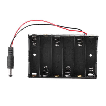 6 x AA 9V Battery Holder Box Case Wire DC 5.52.1mm Plug For Arduino Black