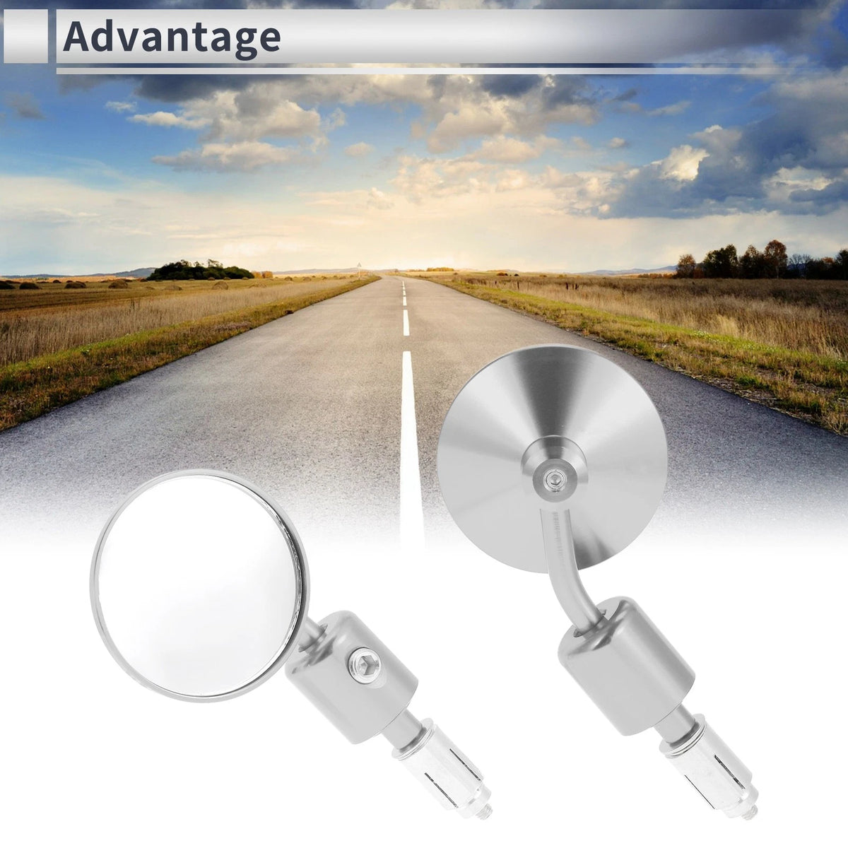 Set of 2 Round Rear View Mirrors for M6 Motorcycle