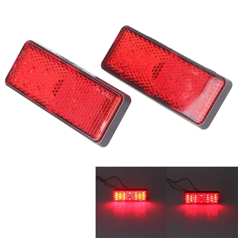 2X Red Universal LED Rectangle Reflector Tail Light Signal Light