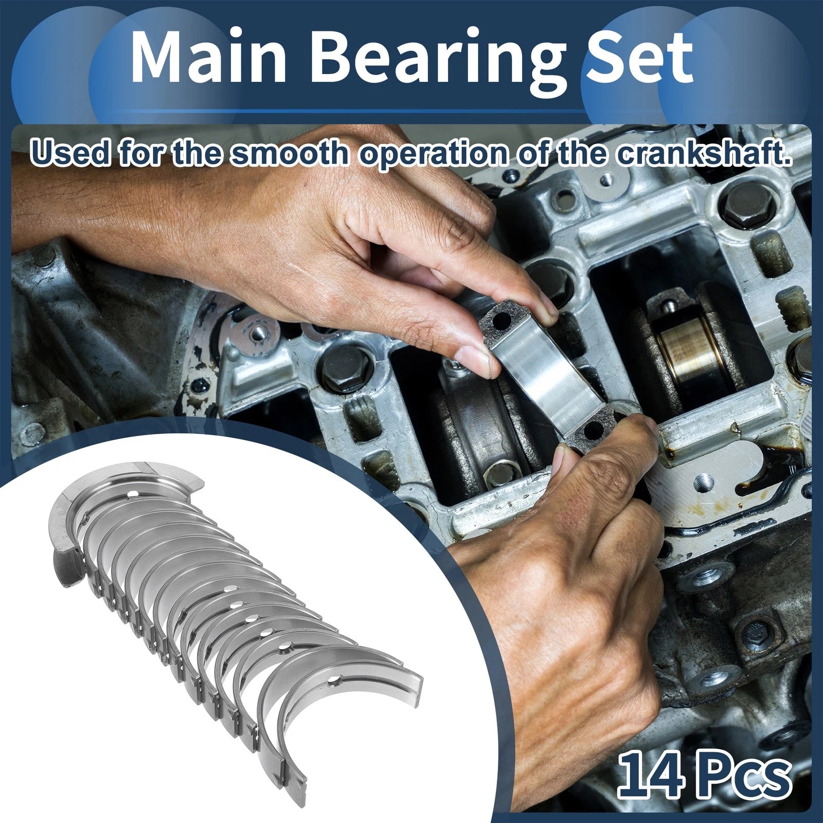 Main Bearing Set Heavy Duty for BMW 128i (2008–2013) 14 Piece
