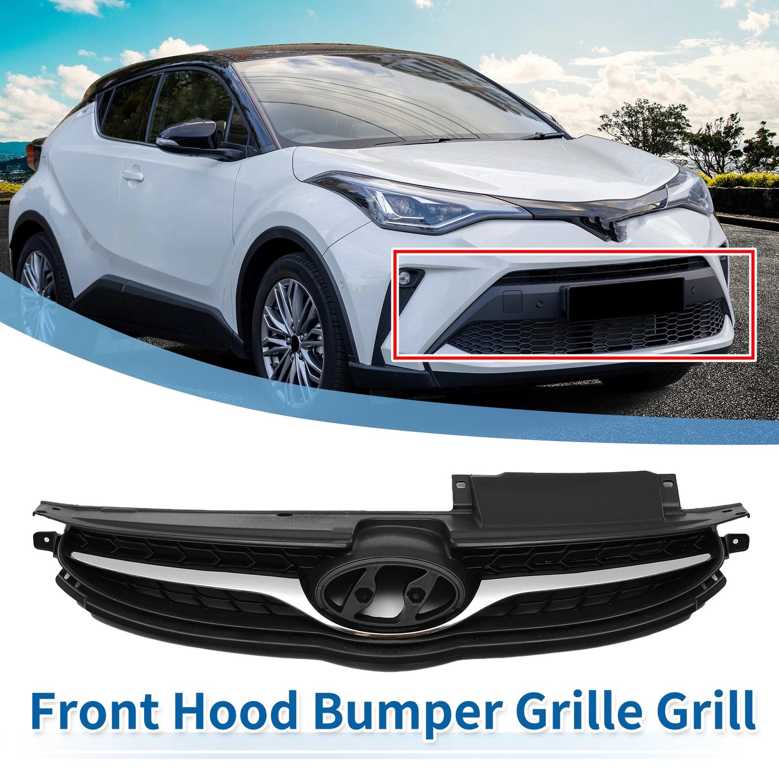 Front Upper Bumper Grille for Hyundai Elantra (2011–2018) Black Chrome