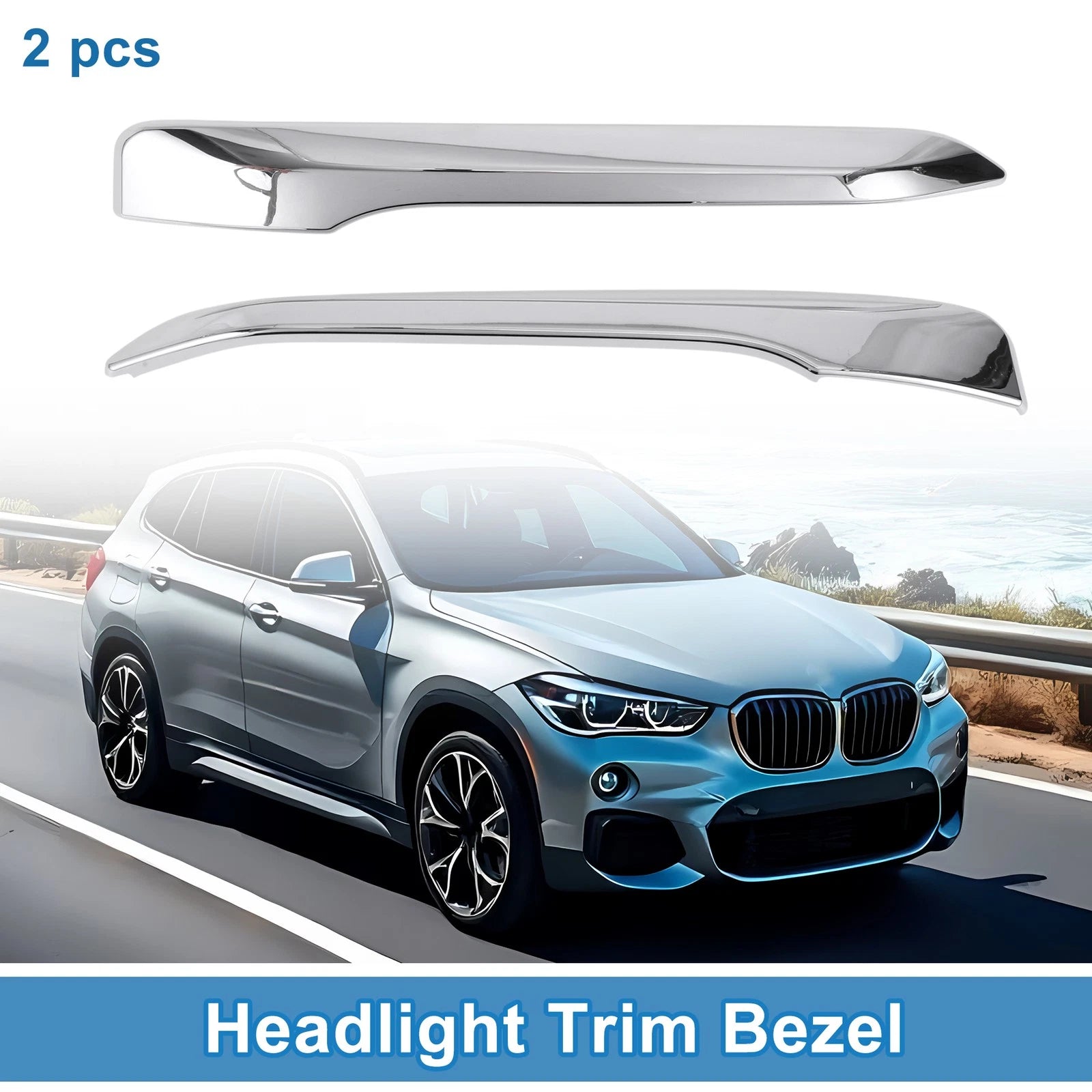 Headlight Trim Bezel Set Front Left Right for BMW X1 F48 (2016–2019)