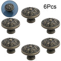 Set of 6 Antique Bronze Flower Door Handles for Kitchen Cabinets