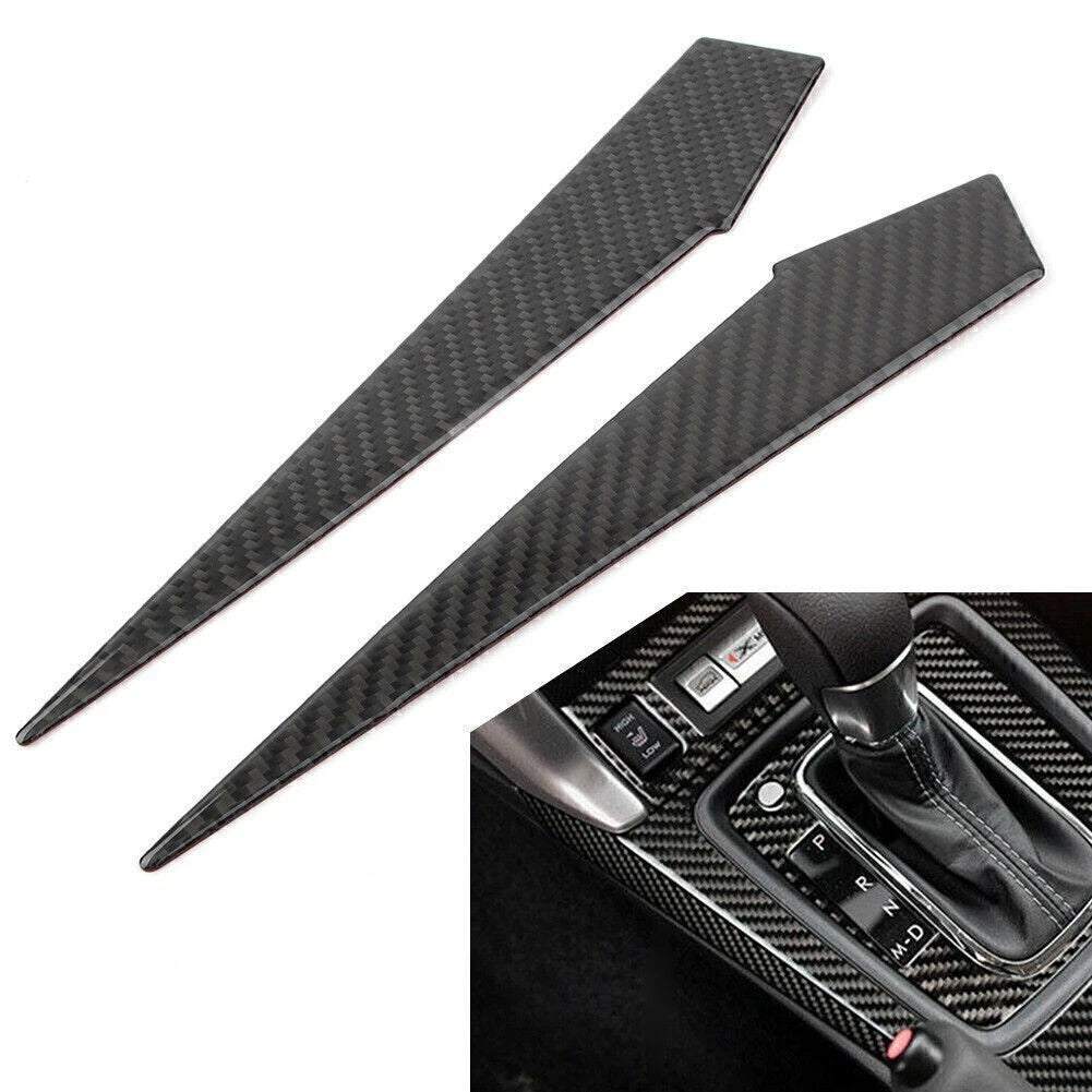 2X Carbon Fiber Gear Shift Side Panel Cover Trim for Subaru Forester (2013–2018)