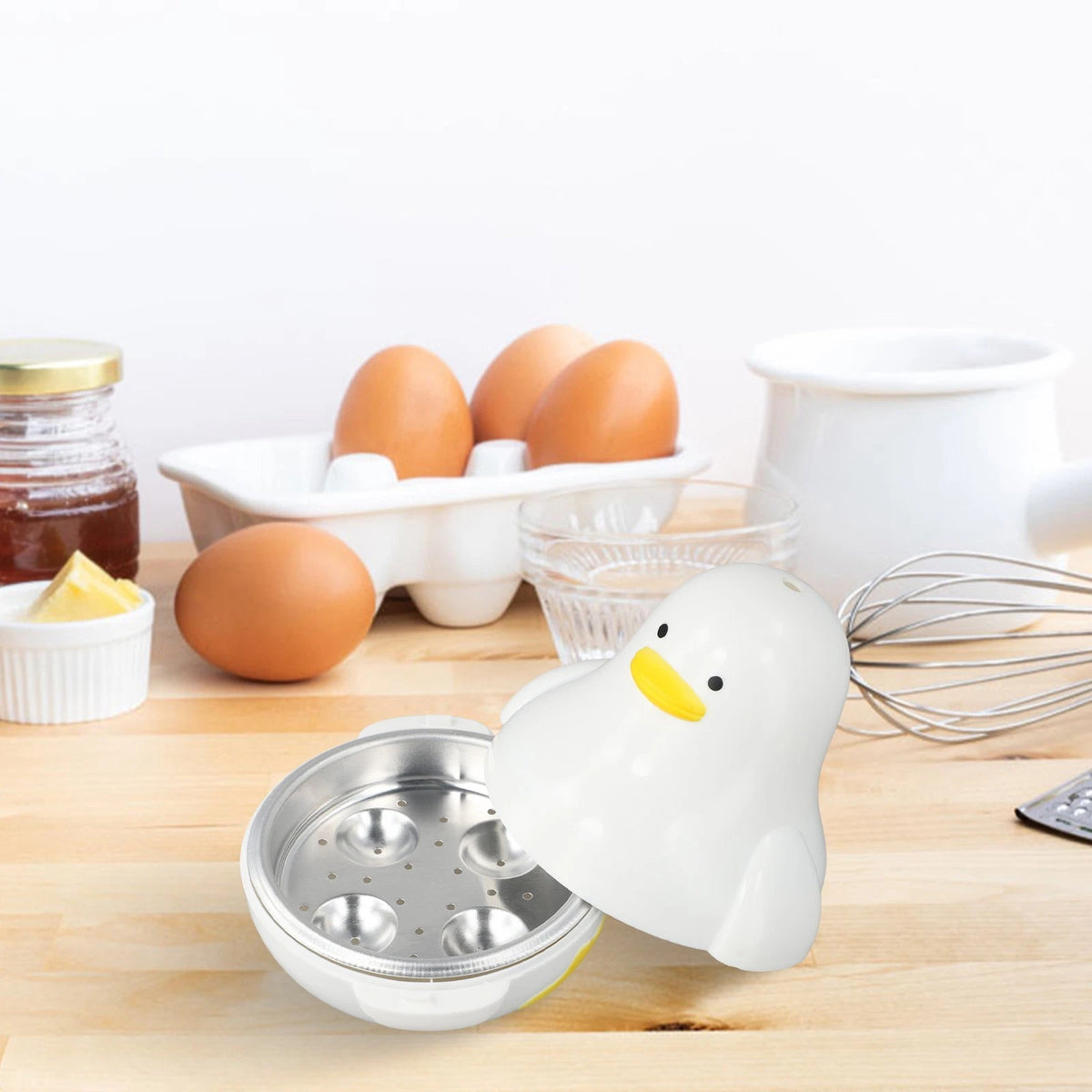 Set of 4 Duck Shaped Microwave Cookware for Cooking Eggs