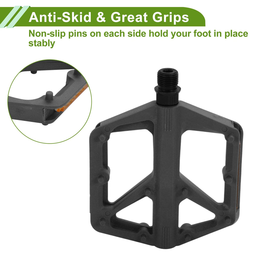 Nylon Bicycle Pedals Universal Replacement With Reflectors for 14mm (Pair)