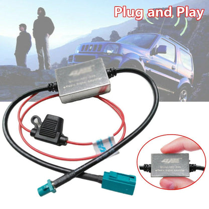 Inline FM Signal Booster for Car 12V (No specific make/model provided)