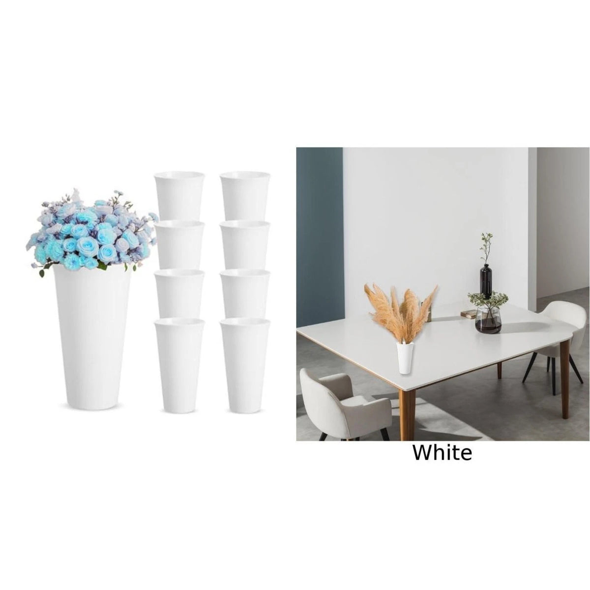 8 Pack Plastic Flower Vases for Wedding and Home Decor