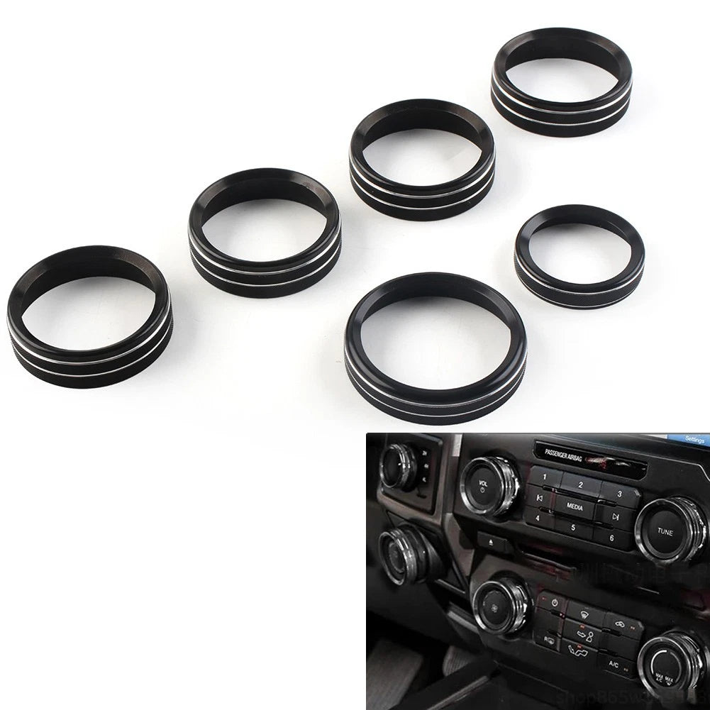 6x Air Conditioning Switch CD Button Ring Trim for Ford F150 XLT (2015–2020)