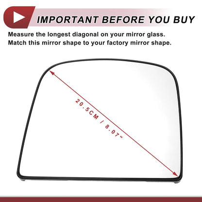 Driver Side Upper Mirror Glass Replacement for Chevrolet Express (2003–2023)