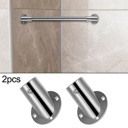 2X Stainless Steel Closet Rod Bracket Supports for Space Efficiency