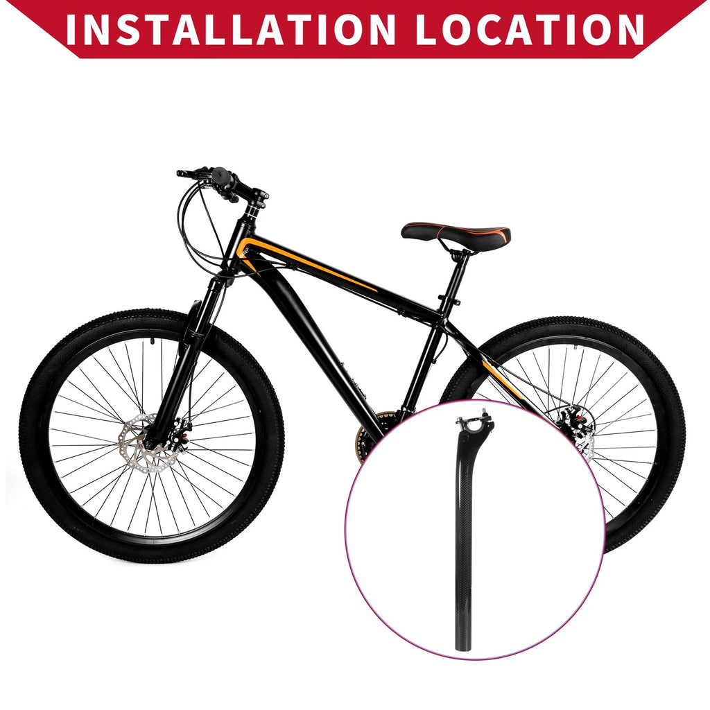 Seat Post 3K Gloss Black Replacement for Bicycle 27.2 x 350 mm (All)