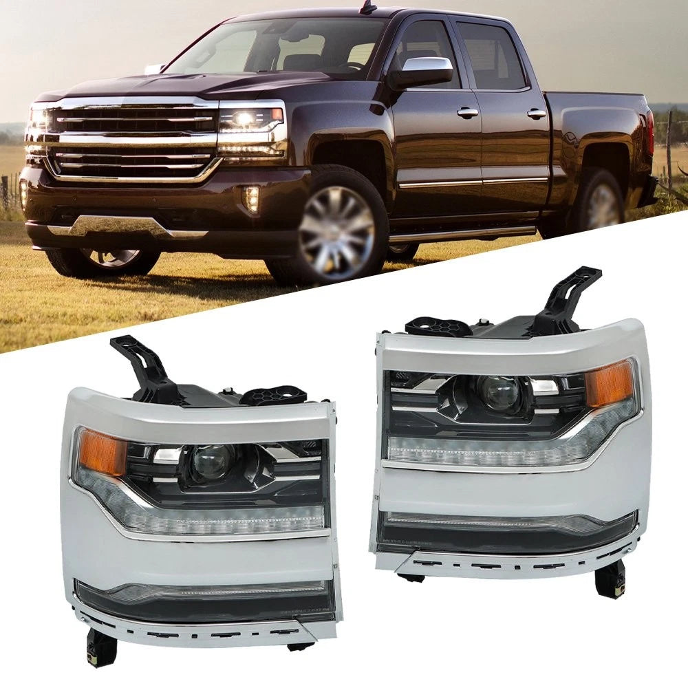 LED Headlights for Chevrolet Silverado 1500 (2016–2018) Passenger + Driver Side