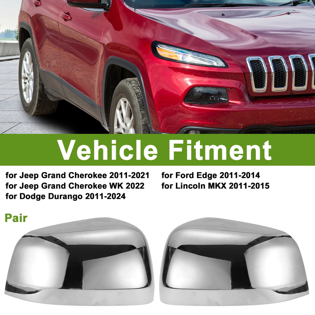 Pair Left Right Side Mirror Cover Caps Replacement for Jeep Grand Cherokee (2011–2021)