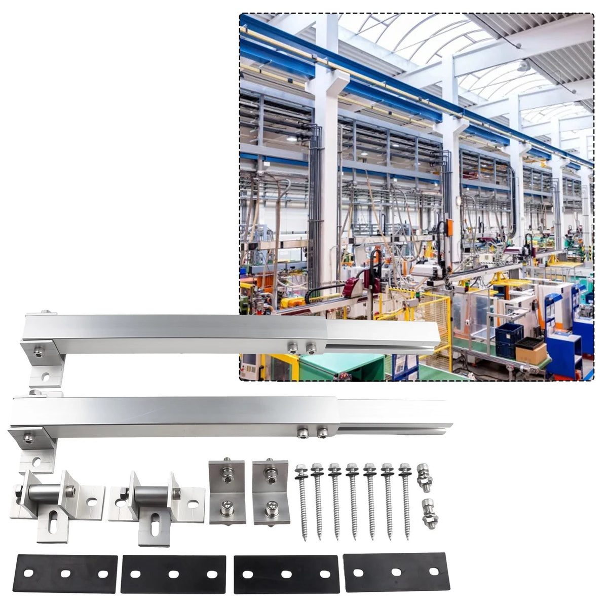 Photovoltaic Support Hardware for Flat Roof Mounting (Silver)