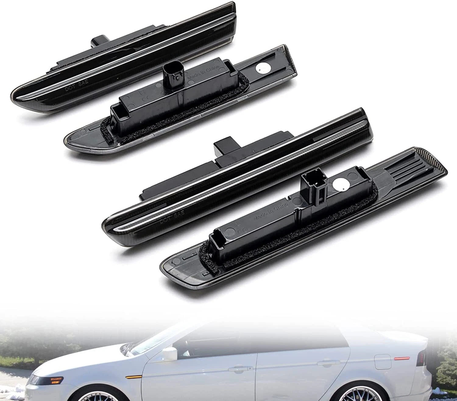 Set of 4 Smoked LED Side Marker Lights for Acura TL (2004–2008) Amber Red