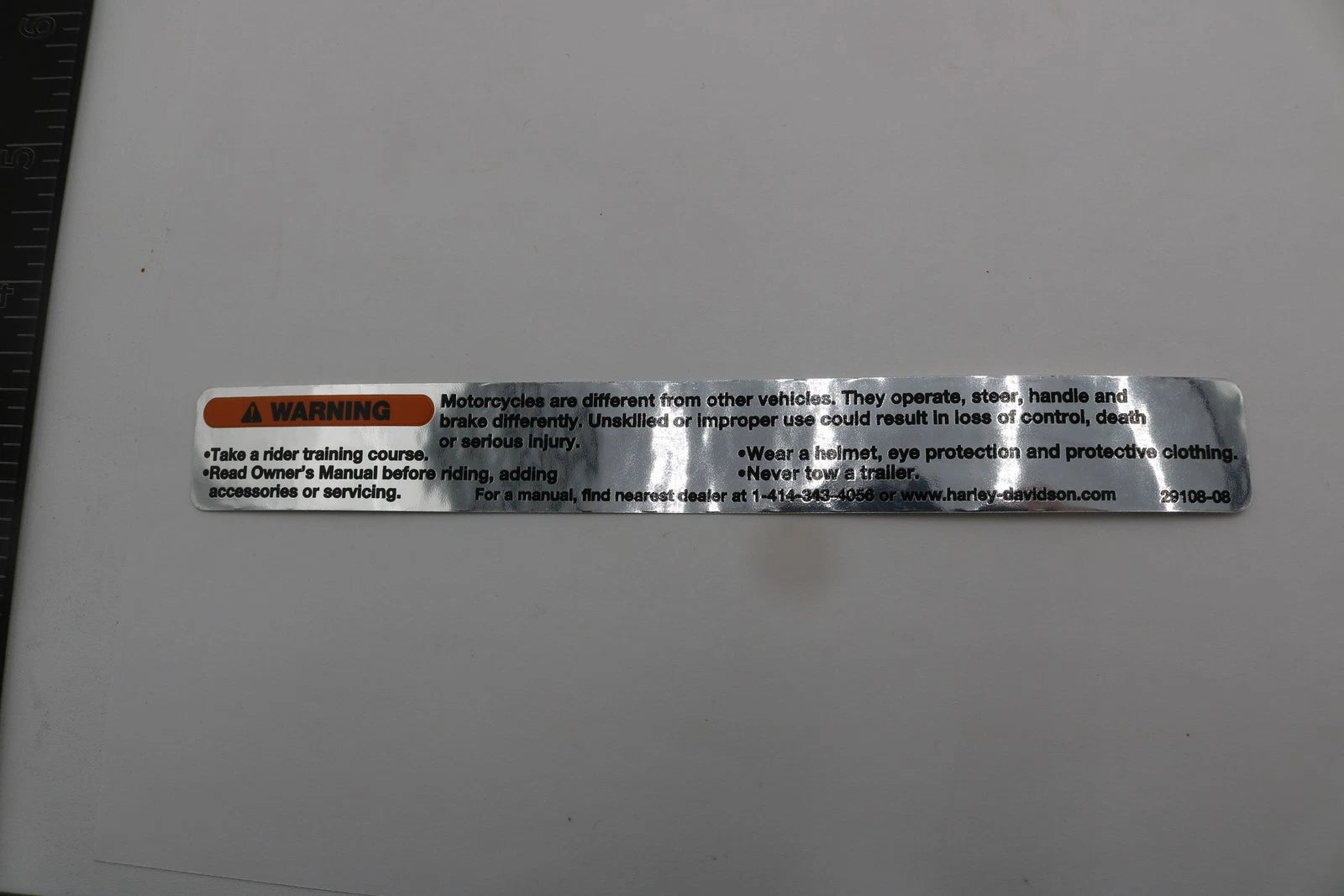 OEM Warning Sticker Label Decal for Harley-Davidson (29108-08)
