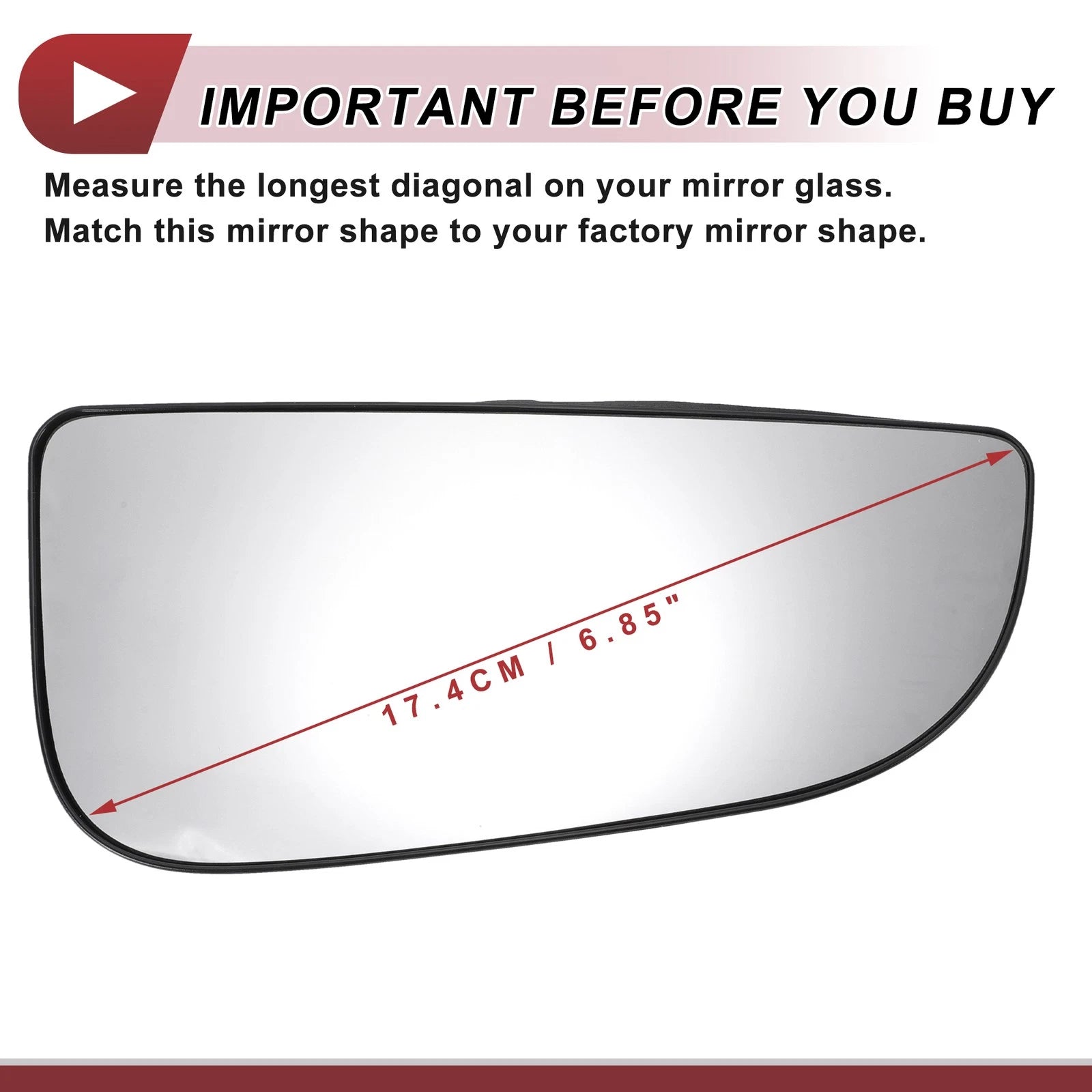 Passenger Side Lower Mirror Glass Replacement for Dodge (Non-Heated)
