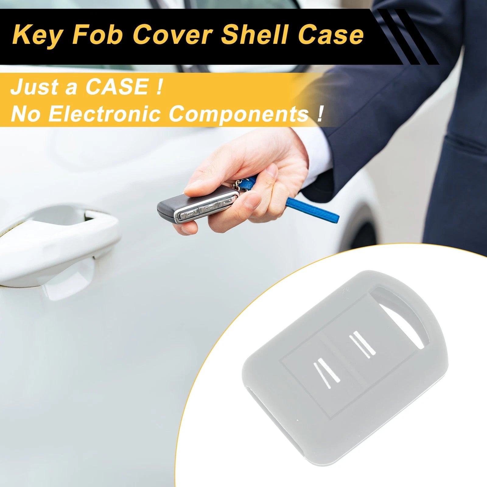 Gray Silicone Car Key Case for Opel Corsa C (2000–2006) - 2 Buttons