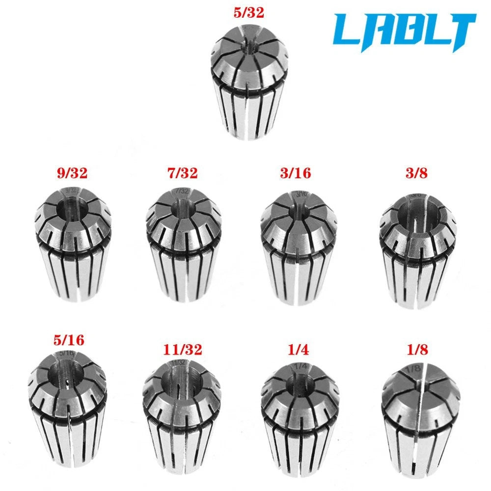 9Pcs ER16 Spring Collet Set for Milling Lathe Engraving Machine