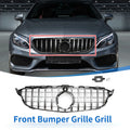 Front Upper Bumper Grille Grill for Mercedes-Benz C180 Chrome Black (2011–2014)