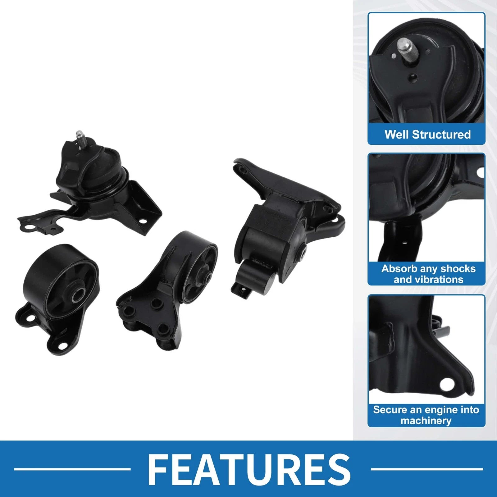 Engine Motor Trans Mount Set Replacement for Hyundai Elantra 2.0L (2001–2006)