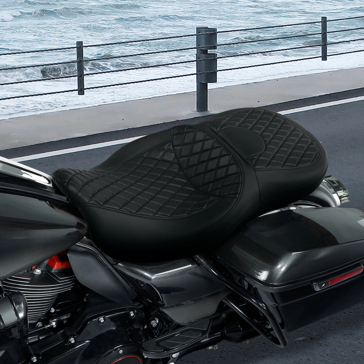 Rider & Passenger Seat for Harley Touring Electra Road Glide (2009–2023) Black