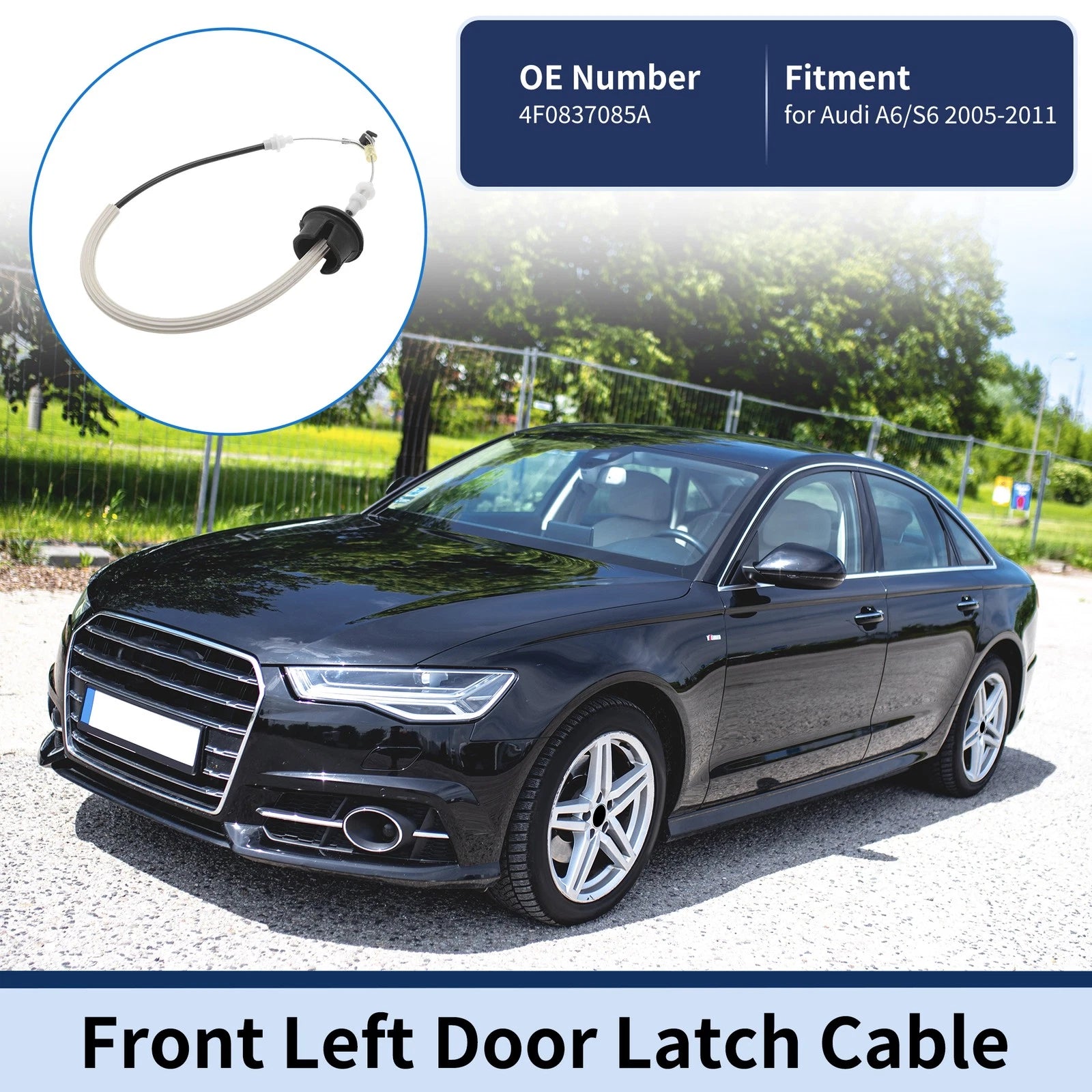 Door Latch Cable Replacement for Audi A6 S6 (2005–2011) Front Left