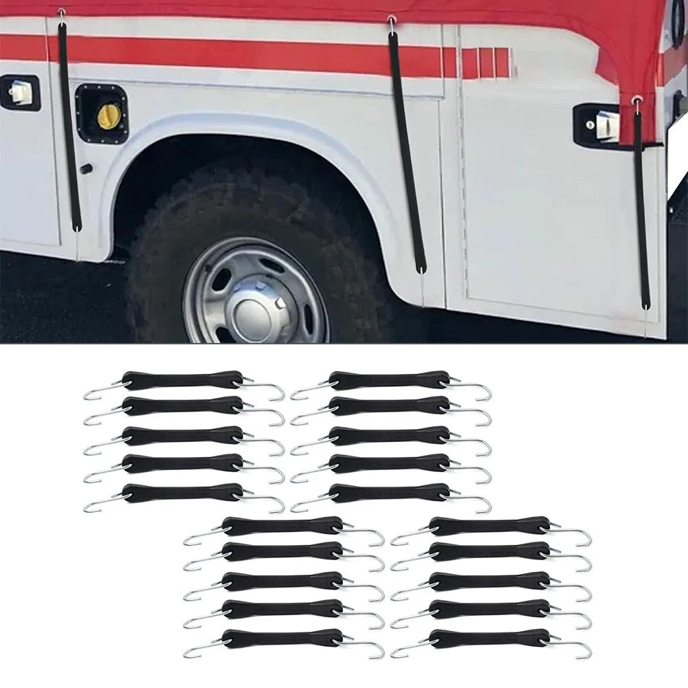 Set of 6 Heavy Duty Rubber Tarp Straps Tie Down Bungee Cords with Hooks