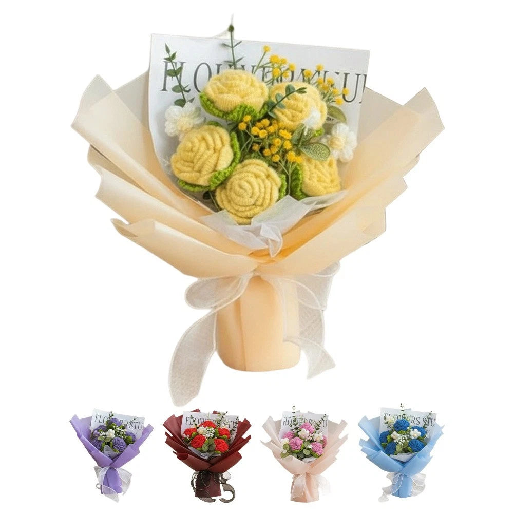 Handcrafted Rose Crochet Bouquet Decorative Flower Bundle