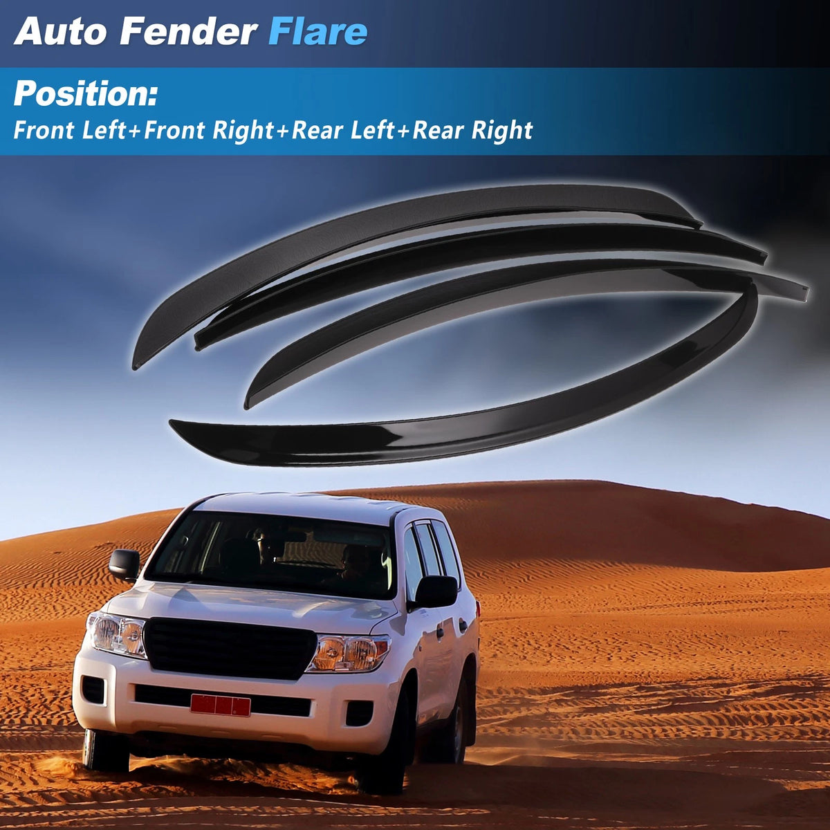 Set of 4 Fender Flares for - Black Rubber 44cm