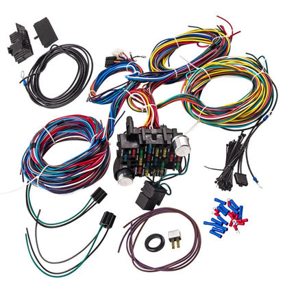 Wiring Harness 21 Circuit 17 Fuses Kit Universal Connector Signals Flasher