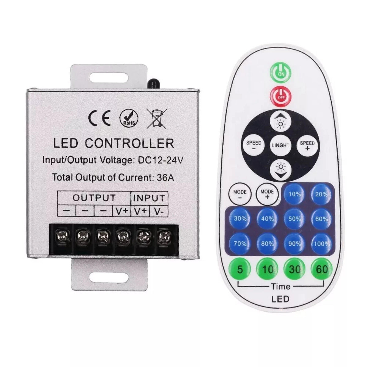 Wireless DC LED Light Dimmer Controller with 23 Keys Remote (12V)