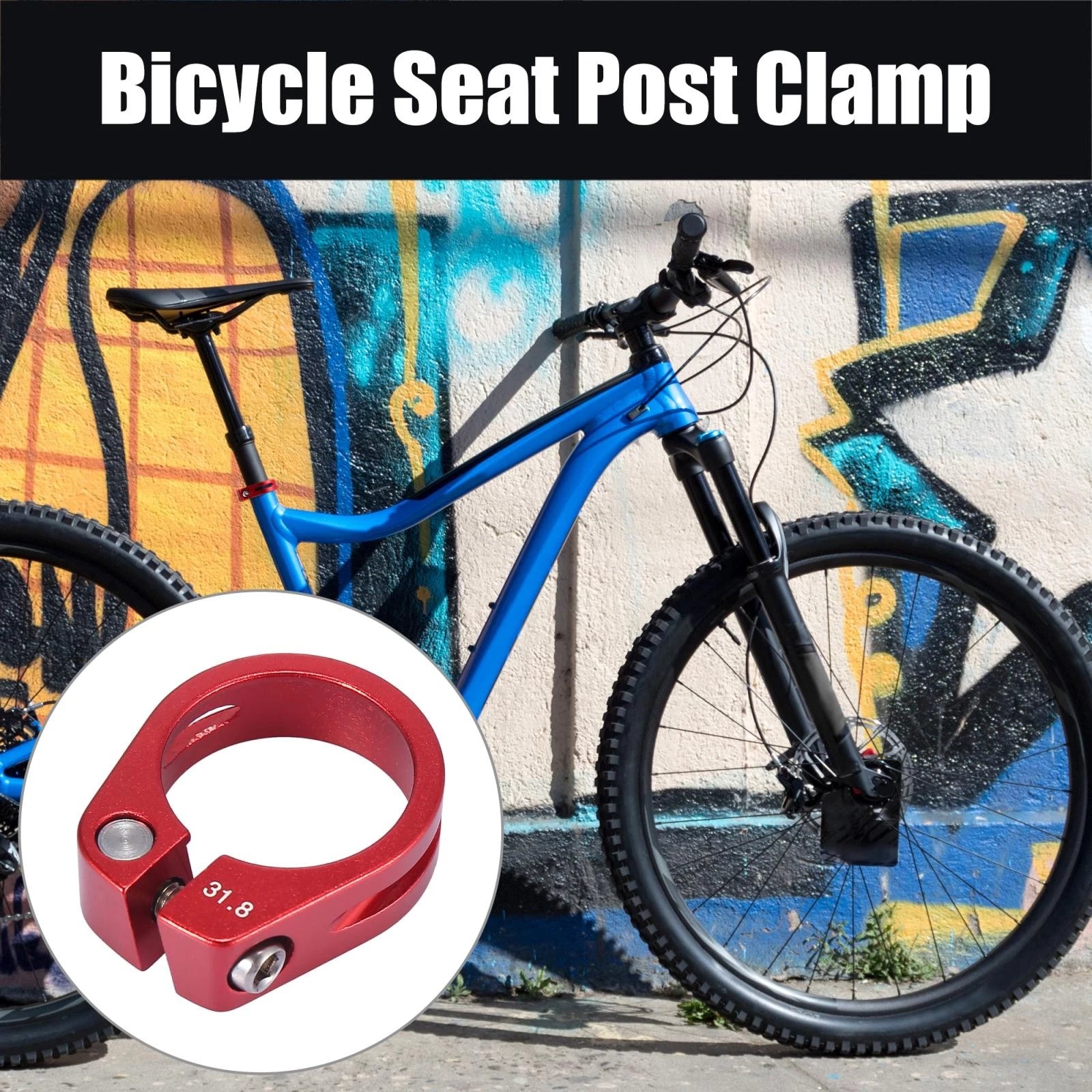 Seat Post Clamp 31.8mm Aluminium Alloy Replacement for Bicycle (Red) (2000–2026)
