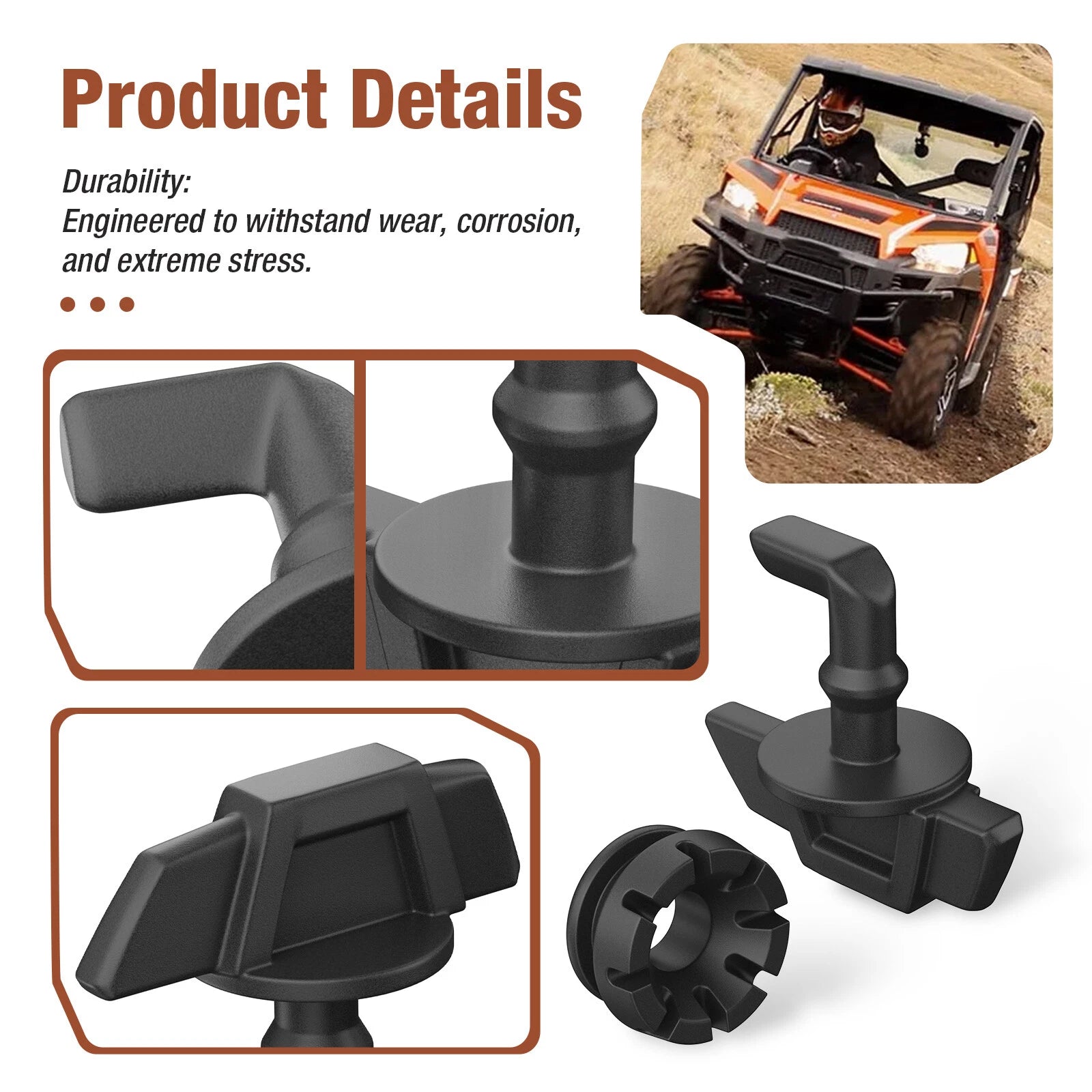2X Hood Latch Toggles Grommets for Polaris Ranger 570 900 1000 (2015–2023)