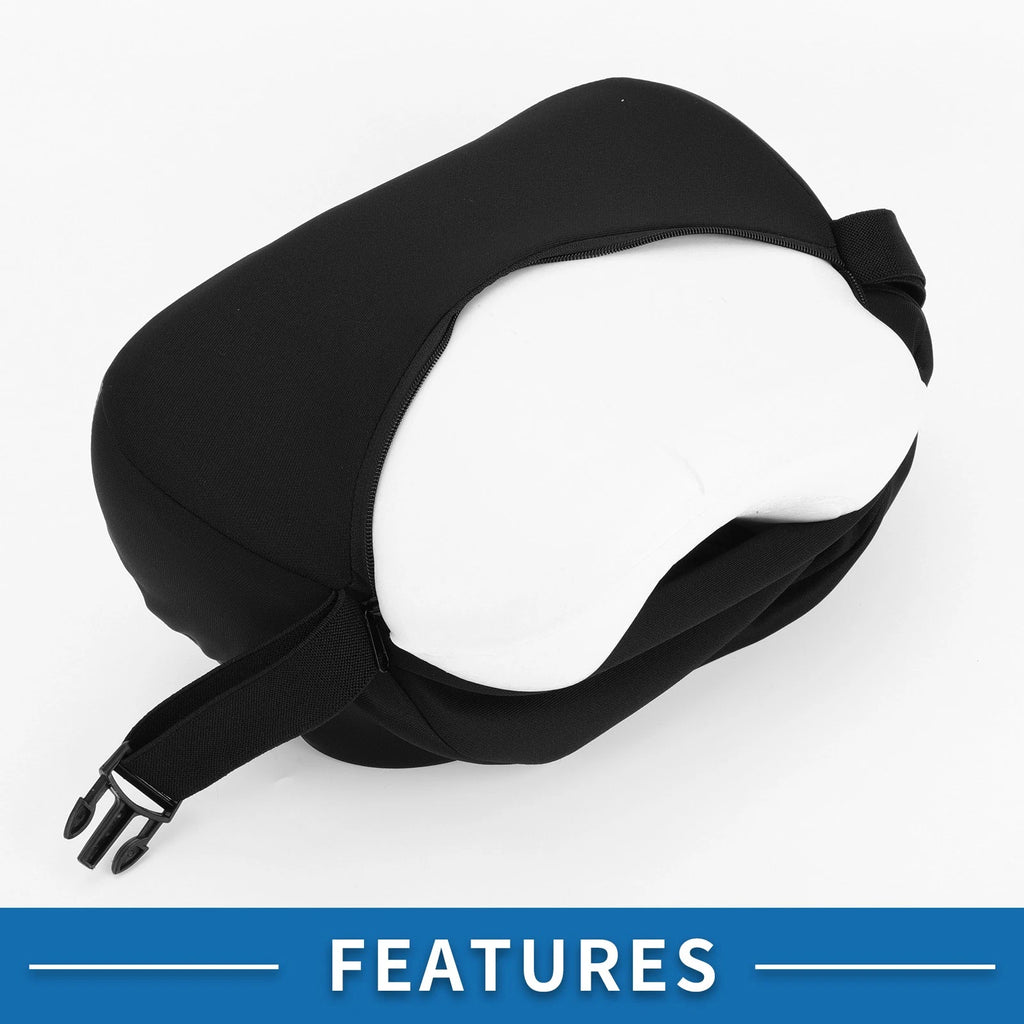 Car Neck Pillow for Universal Fit (Polyester Memory Foam, Black/Gray)